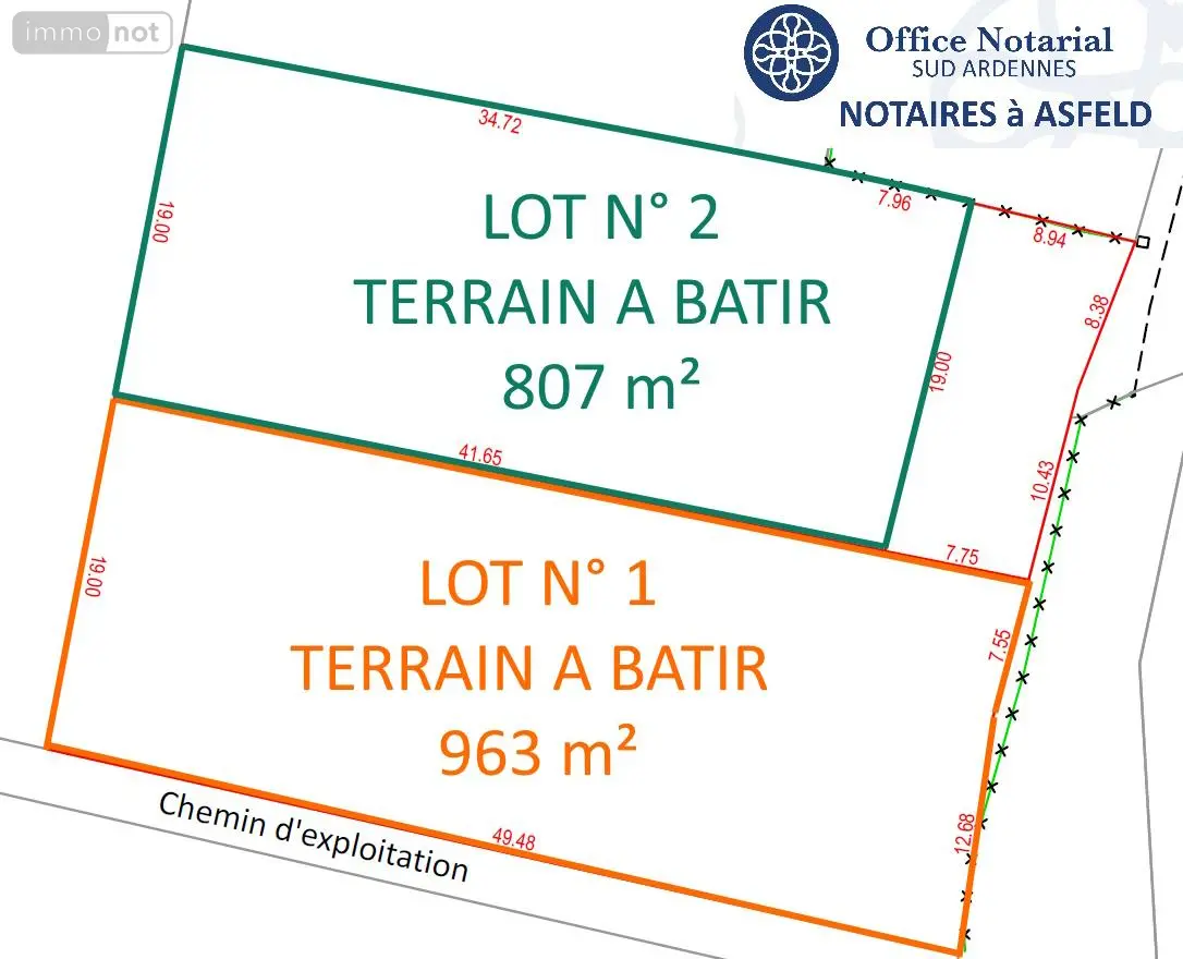 Terrain a batir a vendre Thugny-Trugny 08300 Ardennes 08 963 m2 47000 euros 021/1788 001