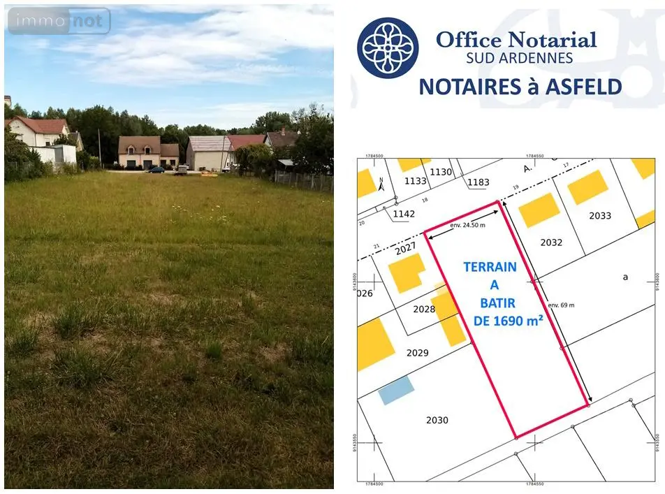 Terrain a batir a vendre Blanzy-la-Salonnaise 08190 Ardennes 08 1690 m2 59900 euros 021/1886 001