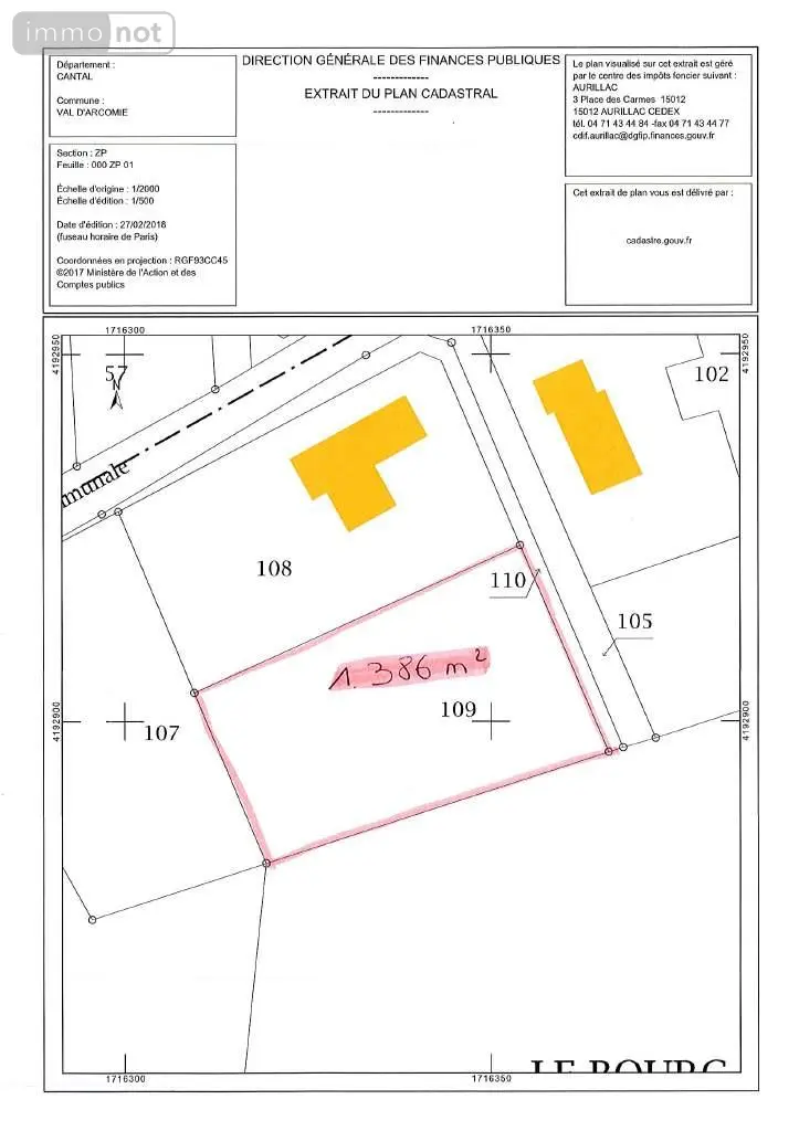Terrain a batir a vendre Val d'Arcomie 15320 Cantal 15 1386 m2 26 euros 044/430 001