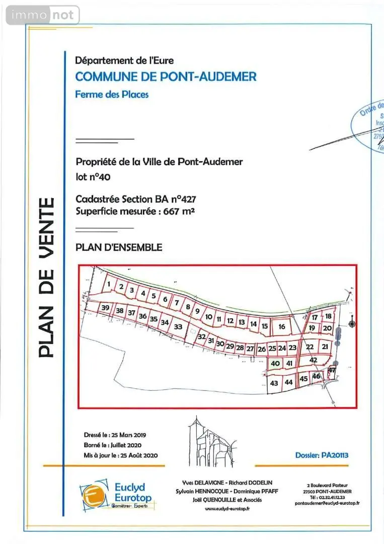 Terrain a batir a vendre Pont-Audemer 27500 Eure 27 667 m2 53810 euros 065/372 001