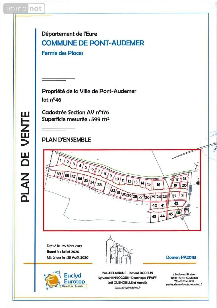 Terrain a batir a vendre Pont-Audemer 27500 Eure 27 599 m2 48511 euros 065/374 001