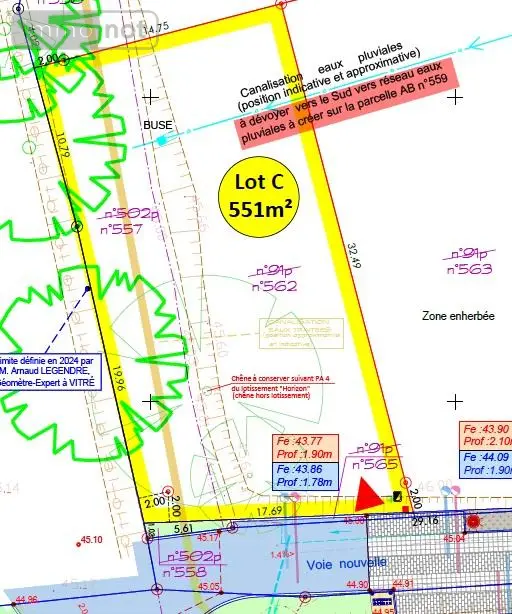 Terrain a batir a vendre Châteaubourg 35220 Ille-et-Vilaine 35 551 m2 145000 euros lot C 001