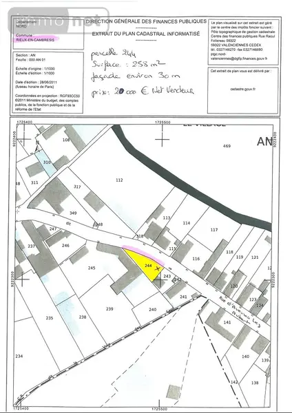 Terrain a batir a vendre Rieux-en-Cambrésis 59277 Nord 59 19728 euros 59084-352 001