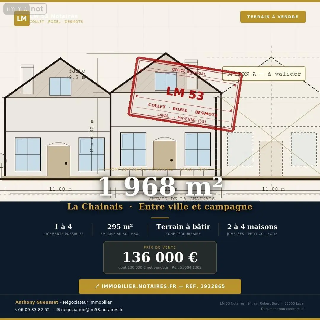 Terrain a batir a vendre Laval 53000 Mayenne 53 125500 euros 53004-1302 001