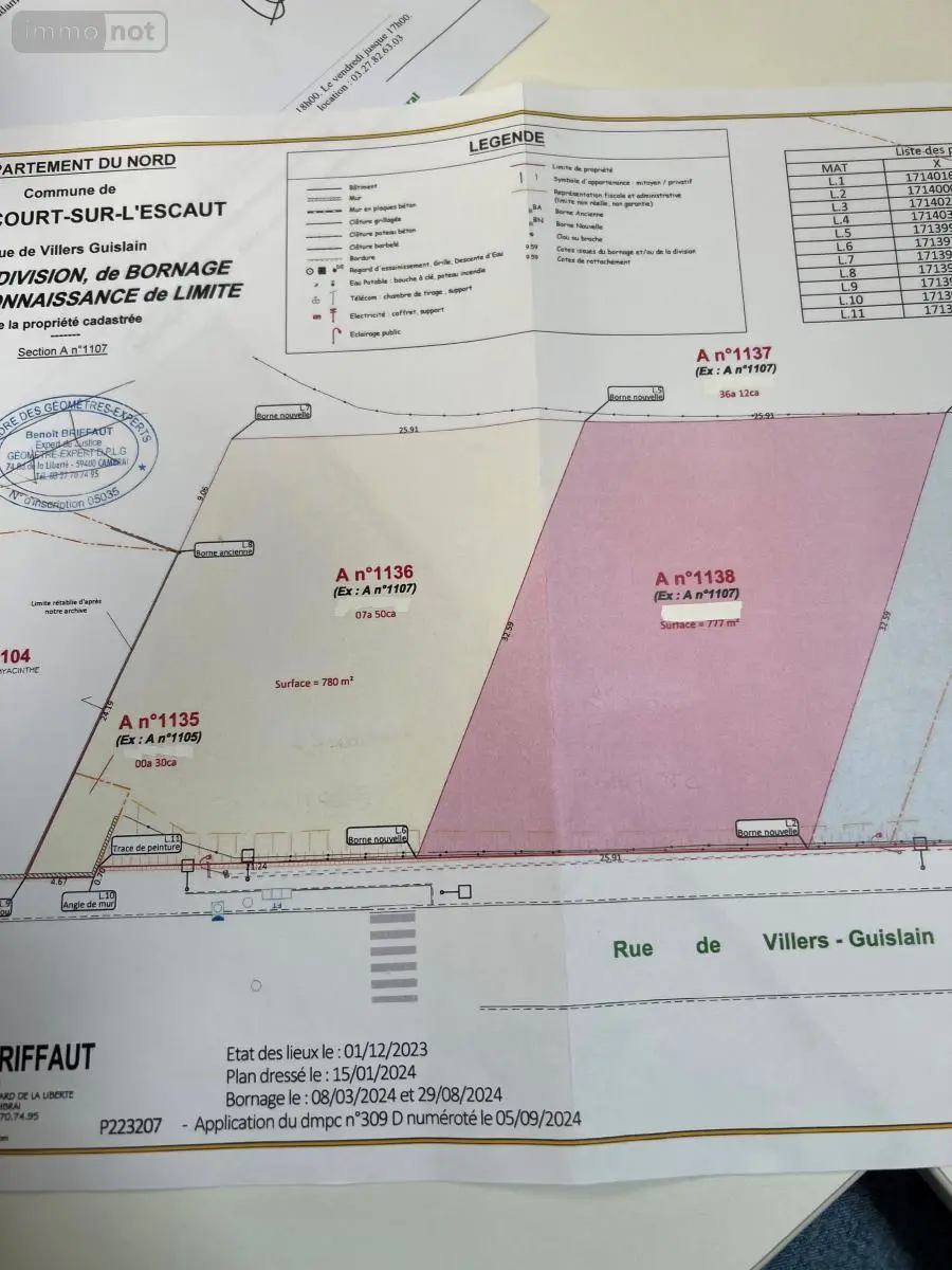 Terrain a batir a vendre Honnecourt-sur-Escaut 59266 Nord 59 24112 euros 59098-11737 001