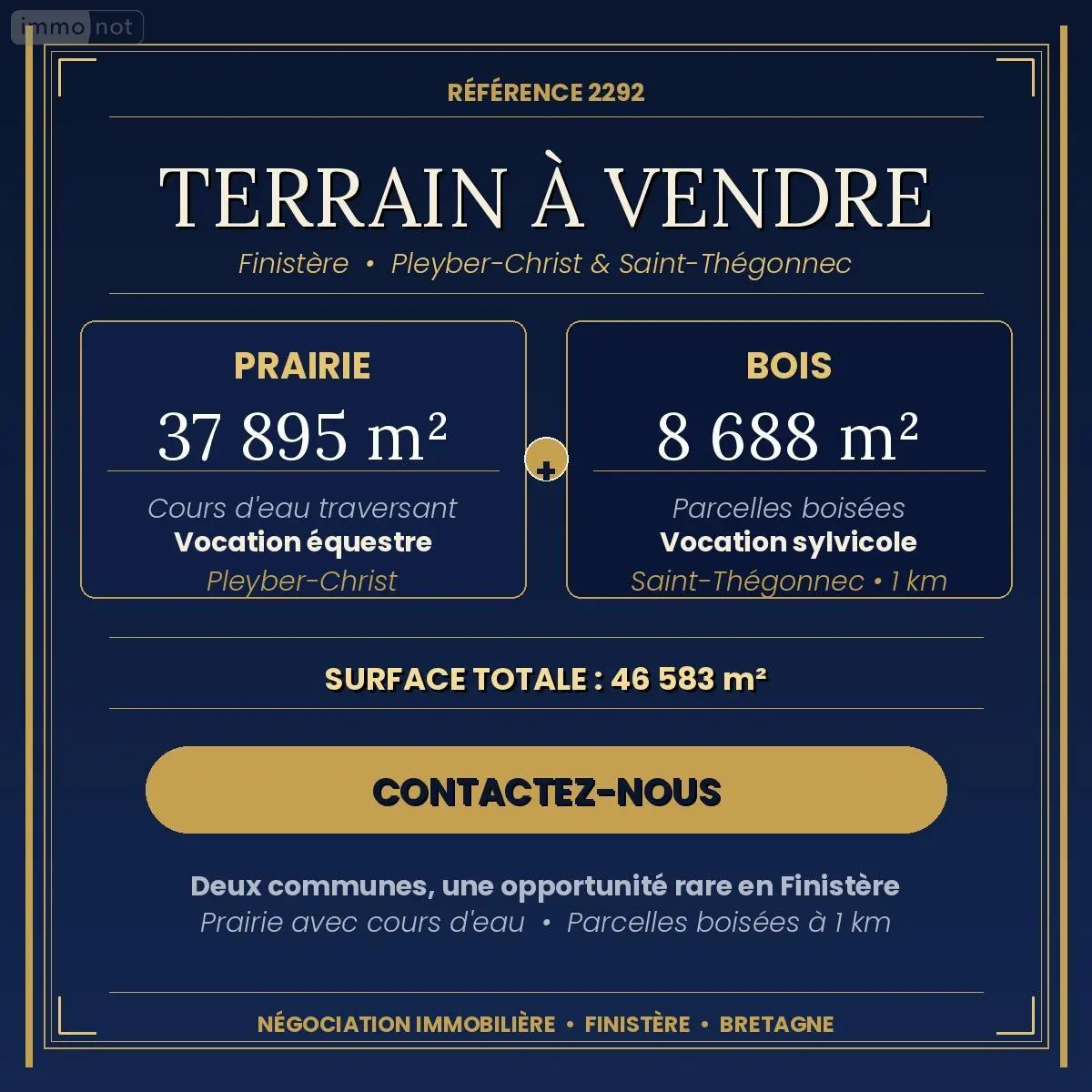 Terrains de loisirs bois etangs a vendre Pleyber-Christ 29410 Finistère 29 33000 euros 29107-2835 001