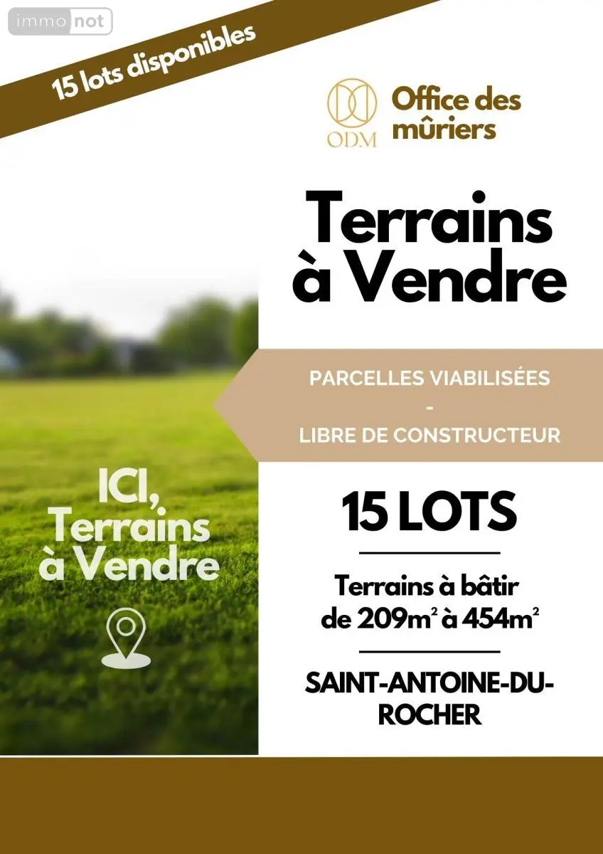 Terrain a batir a vendre Saint-Antoine-du-Rocher 37360 Indre-et-Loire 37 56496 euros 37107-43 001