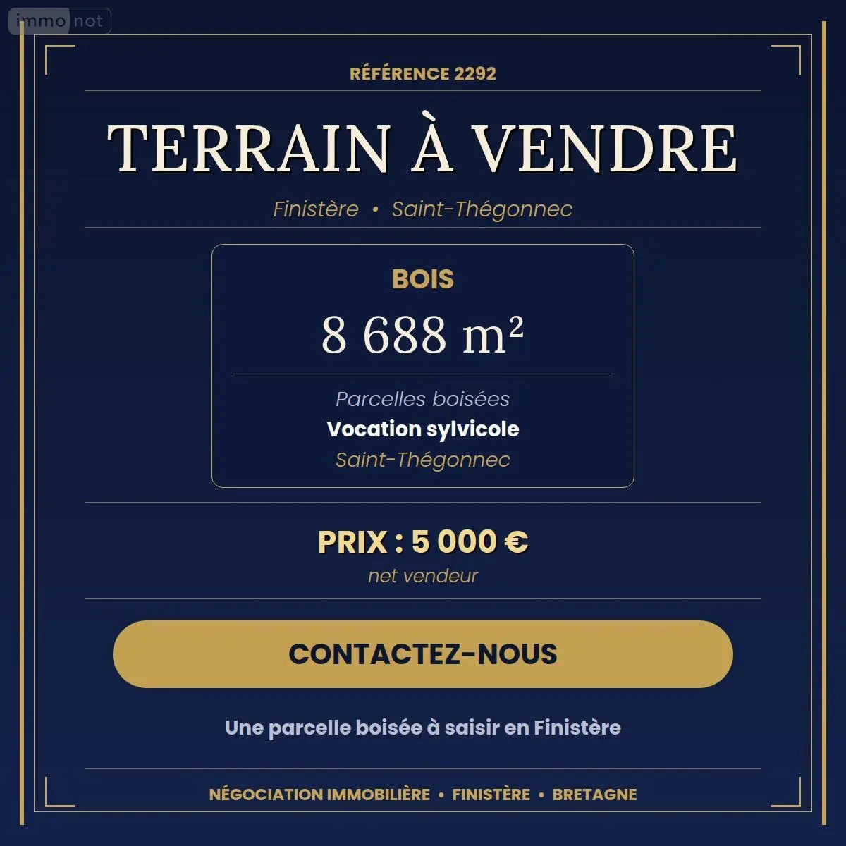 Terrains de loisirs bois etangs a vendre Saint-Thégonnec Loc-Eguiner 29410 Finistère 29 8000 euros 29107-2855 001
