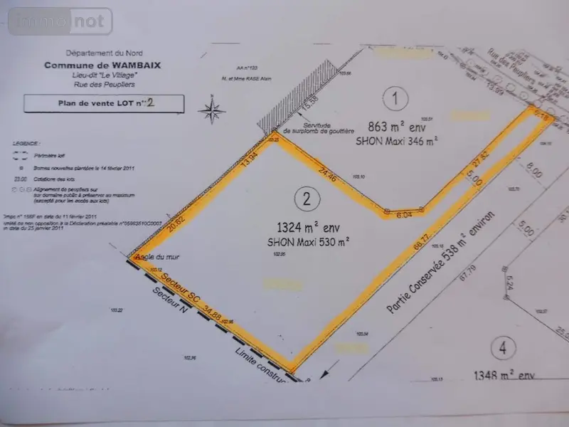 Terrain a batir a vendre Wambaix 59400 Nord 59 72800 euros 59098-10865 001