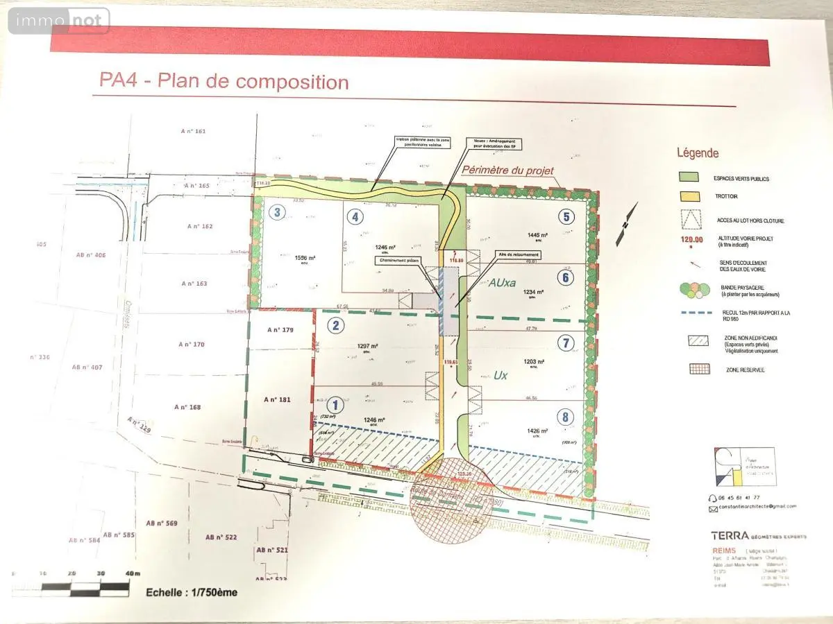 Terrain a batir a vendre Pargny-lès-Reims 51390 Marne 51 148014 euros 51057-1107 001