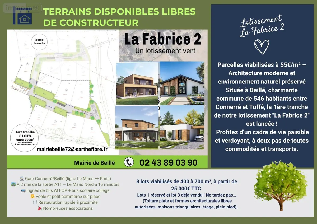Terrain a batir a vendre Beillé 72160 Sarthe 72 0 euros 87212 001