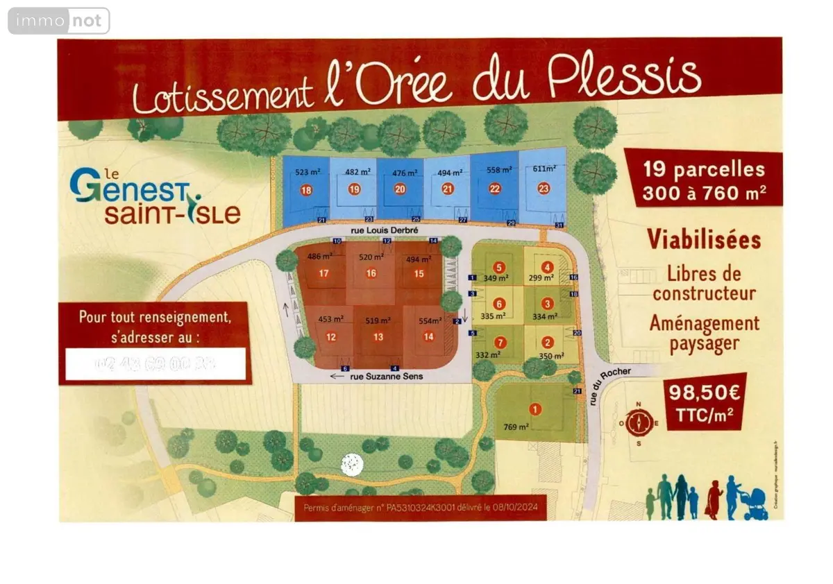 Terrain a batir a vendre Le Genest-Saint-Isle 53940 Mayenne 53 250 m2 48660 euros 53090-924 001