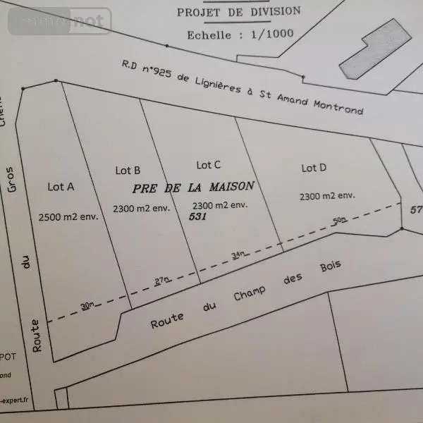 Terrain a batir a vendre Nozières 18200 Cher 18 14840 euros 18022/287 001