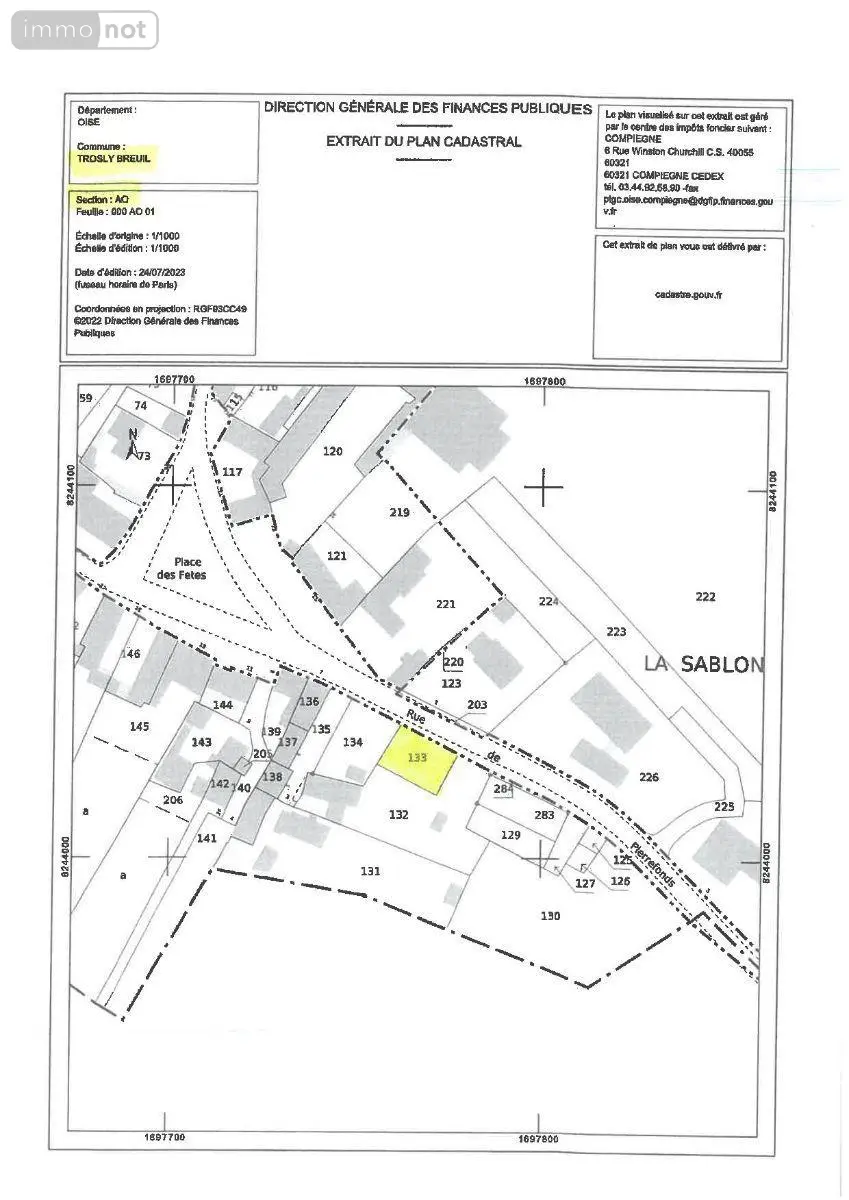 Terrain a batir a vendre Trosly-Breuil 60350 Oise 60 44000 euros 60056-155 001