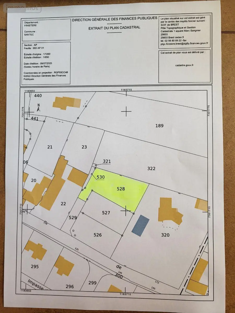 Terrain a batir a vendre Santec 29250 Finistère 29 146140 euros 29105/75 001