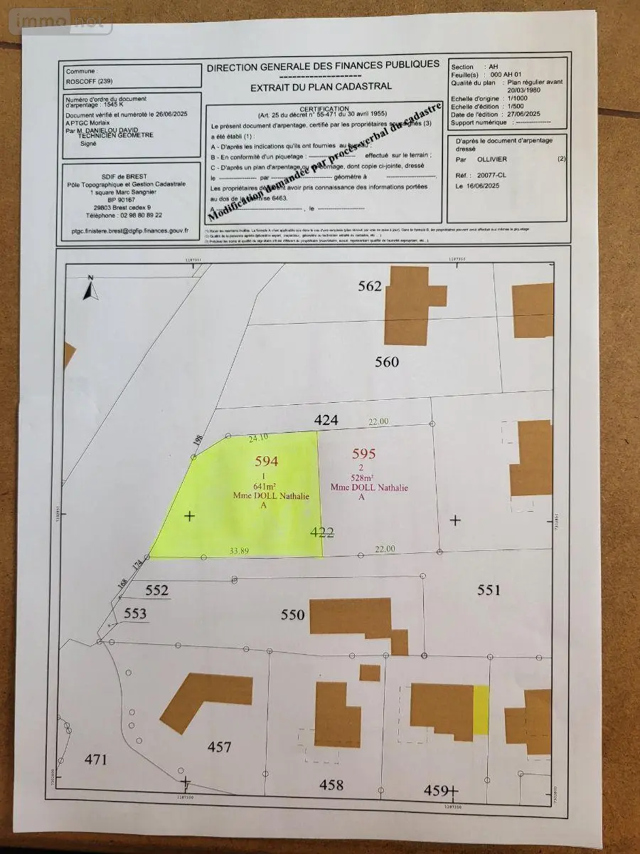 Terrain a batir a vendre Roscoff 29680 Finistère 29 169057 euros 29105/76 001