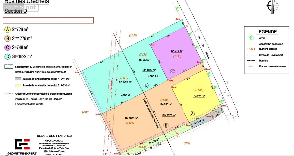 Terrain a batir a vendre Estaires 59940 Nord 59 748 m2 152830 euros D2492 001
