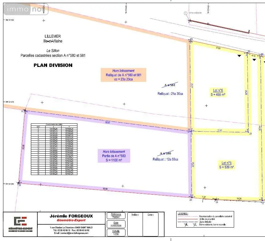 Terrain a batir a vendre Lillemer 35111 Ille-et-Vilaine 35 79720 euros 089/3433 001