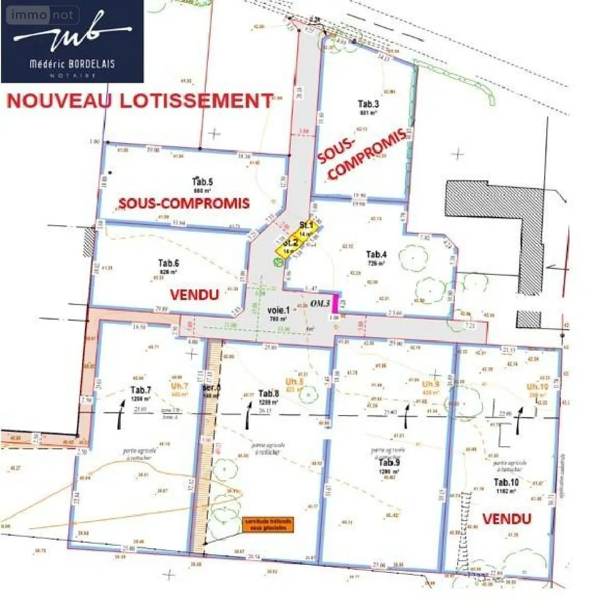 Terrain a batir a vendre Mouzeil 44850 Loire-Atlantique 44 626 m2 74880 euros NOT 57 LOTISSEMENT 001