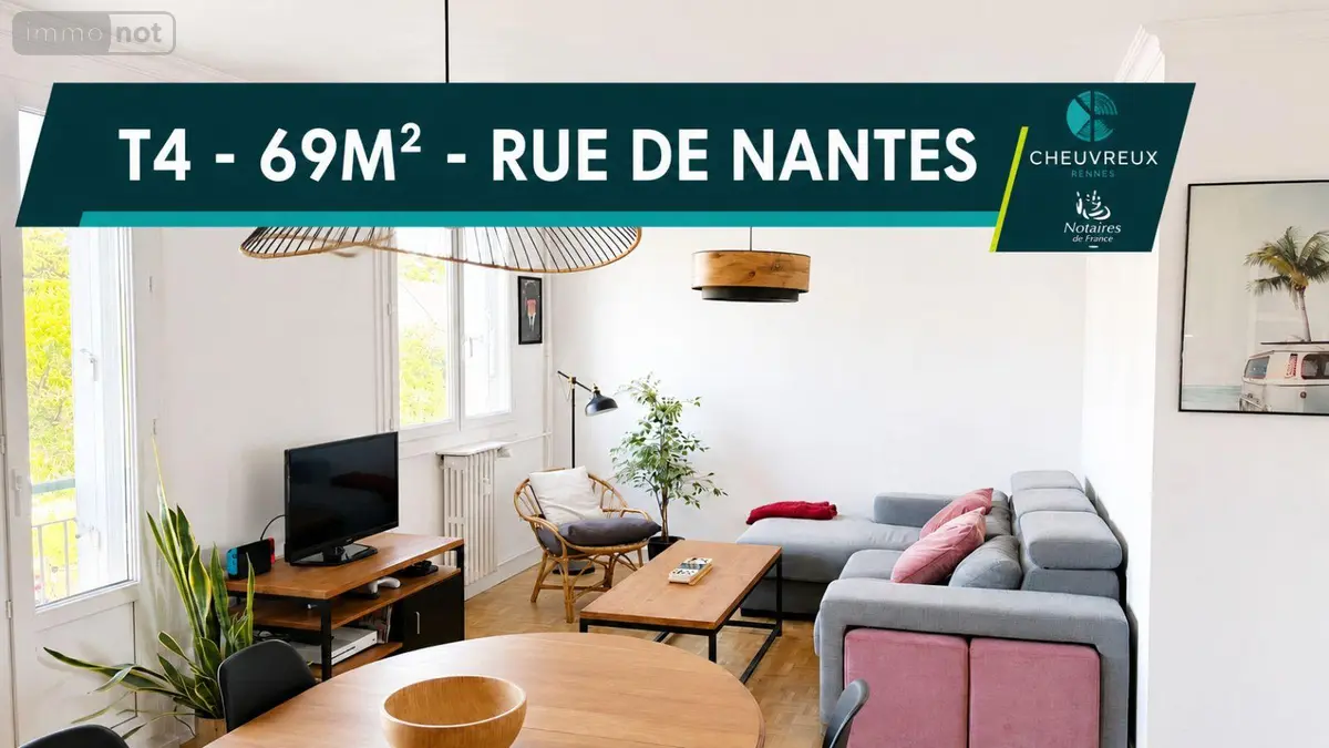 Appartement a vendre Rennes 35000 Ille-et-Vilaine 35 69 m2 3 pièces 199120 euros CHEUVREUX/85 001