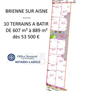 Terrain a batir a vendre Brienne-sur-Aisne 08190 Ardennes 08 607 m2 53500 euros 021/1763 001