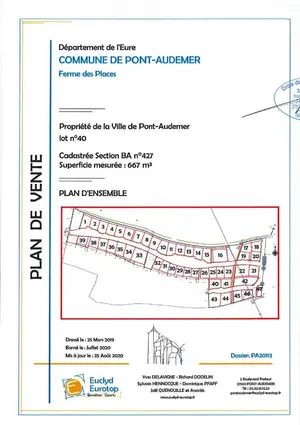 Terrain a batir a vendre Pont-Audemer 27500 Eure 27 667 m2 53810 euros 065/372 001