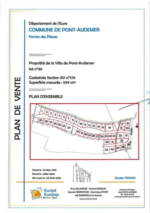 Terrain a batir a vendre Pont-Audemer 27500 Eure 27 599 m2 48511 euros 065/374 001