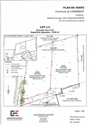 Terrain a batir a vendre Lannebert 22290 Côtes-d'Armor 22 1339 m2 69200 euros TEBA-275 001